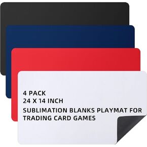 4 Pcs Card Game Mats 14 x 24 Inch Playmat Sublimation Blanks Playmat Smooth Card Playing Mat for Board Games, and Collectible Card Playing (White)