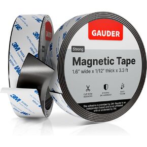 GAUDER Strong Magnetic Tape Self Adhesive (10 Feet Long x 0.6 Inch Wide) | Magnetic Strips with Adhesive Backing | Magnet Roll