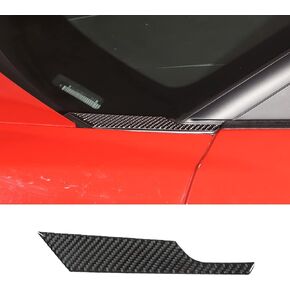Front Windshield Cover Panel Water Deflector Sealing Cap Trim Sticker for Chevrolet Corvette C6 2005-2013, Car Hood Triangular Panel Trim Cover, Carbon Fiber (Black)