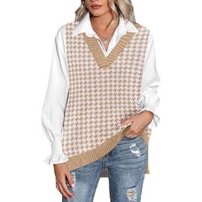 Beyove Sweater Vest Sleeveless Oversized V Neck Sweaters Knitted Vest Pullover Tank Top