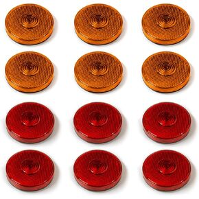 Dream lighting 12V DC 2.5inch Round LED Side Marker Lights for Automotive RV Trailer Truck Clearance Indicator Front/Rear Side - 6 Amber & 6 Red Lights