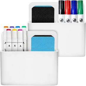 EZ COZY Magnetic Pen Holder,2 Pack Magnetic Dry Erase Marker Holder, Whiteboard Marker Holder, Magnet Pencil Holder, Magnetic Pen Holder for Refrigerator, Locker, Metal Cabinets, Office (Black)