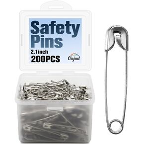 200 PCS Safety Pins - 2.1 inch Large Safety Pins,Heavy Duty Sewing Pins for Clothing,Sewing,Strong Nickel Plated Steel Safety Pins