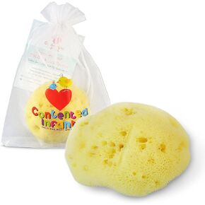 Fina Silk Sponge for Babies - Real Premium Natural Sea Sponge, 4"-4.5" Soft & Fine Pored from The Mediterranean, Gentle on Skin for Newborn & Baby Bath Care by Contented Infant®