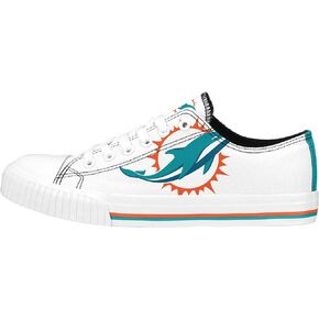 FOCO Women's NFL Ladies Fashion Team Big Logo Low Top White Canvas Sneakers Shoes