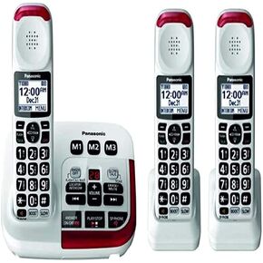 Panasonic KX-TGM420W + (2) KX-TGMA44W Amplified Cordless Phone with Digital Answering Machine Expandable Upto 6 Handsets and Voice Volume Booster 40 dB