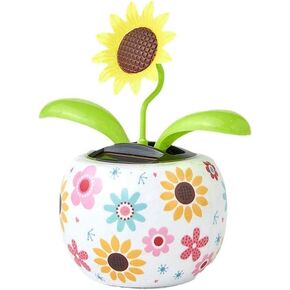 Sunflower Solar Dancing Flower Flower Insect for Car Decoration Cute Solar Power Flip Flap Swing Dancing Flower Eco-Friendly Bobblehead Solar Dancing Flowers in Colorful Pots