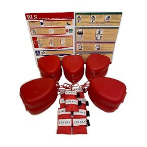 10 Pocket CPR Hard Case Mask, 10 BLS CPR Charts & 10 CPR Keychains