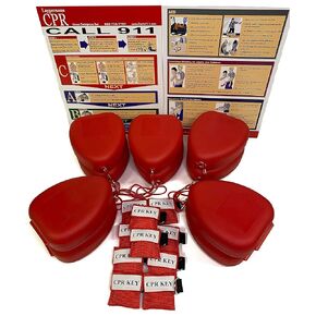 10 Pocket CPR Hard Case Mask, 10 CPR Charts & 10 CPR Keychains
