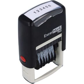 ExcelMark Self-Inking Rubber Number Stamp, Black Numbering Stamp, 6 Digit