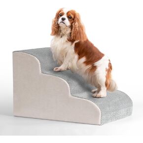 Colewin Dog Stairs for Small Dogs,33D Foam Dog Steps for Bed,3 Stairs for Dogs to Get On Bed,Non-Slip Pet Stairs for Small/Medium/Large Dog,Grey