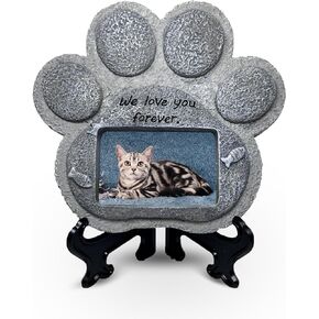 Pet Memorial Stones for Cats,Loss of Cats Sympathy Gift Indoor Display,Pet Grave Markers Cats Bereavement Gifts Outdoor Tombstone Paw Shaped Carve We Love You Forever