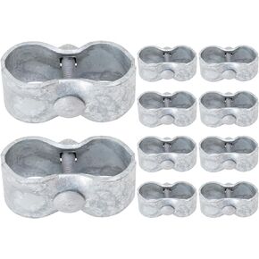 VIVIDA 1-5/8" Dog Kennel Panel Clamps, Chain Link Fence Panel Clamps, Dog Kennel Clamps for 1-5/8" OD Pipe, Galvanized Saddle Clamps with Bolts & Nuts, 10 PACK
