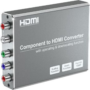 Component to HDMI Converter with Scaling Function, YPbPr to HDMI Converter for DVD/NGC/Wii/VHS/PS2 to Display on HDMI TVs(Not for 240P Retro Games)