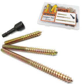 20 Pack 5/16-18" Hanger Bolts 3Sizes 2-4 Inch Double Headed Bolts Wood Dowel Screw Self-Tapping Screw Hanger Bolts for Wood Furniture Screws Wood Screws Double Screw Threaded Rods Bolt