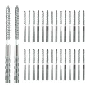 AKOLAFE 30PCS Hanger Bolts 3/8" x 5-1/2" Double Sided Screw M10 Double Ended Screws140mm Double Headed Screws with 2.7" Long Threaded Rod Self Tapping Dowel Screws for Joint, Repair Wood Furniture