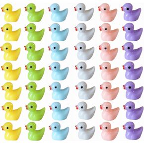 60 Pcs Tiny Duck Figures Mini Resin Duck Luminous Miniature Ducks Bead for Garden Landscape Aquarium Decoration(Glitter)