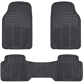 BDK ProLiner Heavy Duty Rubber Floor Mats for Auto - All Weather Protection Liners 3 PC Set (Tan Beige)