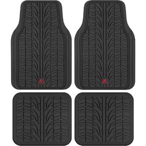 Motor Trend Grand Prix Tire Tread Rubber Car Floor Mats for Autos SUV Truck & Van - All-Weather Waterproof Protection Front & Rear Seat Liners, Trim to Fit Most Vehicles,Beige