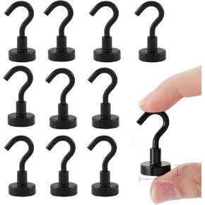 هوم ماستر هاردوير خطافات مغناطيسية شديدة التحمل، خطافات مغناطيسية نيوديميوم قوية 20 رطل، خطاف مغناطيسي أسود، مغناطيس معدني مع خطافات لمقصورة الرحلات البحرية والثلاجة والشواية والمفتاح وما إلى ذلك، 10 عبوات in Kuwait