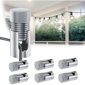 Updated Version 6 Pack Ceiling Hooks, White Aluminum Ceiling Hooks for Hanging Lights, Outdoor Light Clips Super Load, Modern Light Hook, String Light Hooks for Backyard, Fence, Deck