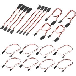 MECCANIXITY 15pcs 3-Pin Servo Extension Cable Cord Connector Lead Wire Male to Female 26AWG 30-Cores Servo Receiver Wire for RC Model Aircraft