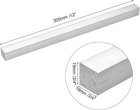 uxcell Square Aluminum Flat Bar, 3/4" Thickness 3/4" Width 12" Length Square Aluminum Bar 6061 Aluminum Flat Plate, 19 x 19 x 305mm T6511 Solid New Mill Stock in Saudi Arabia