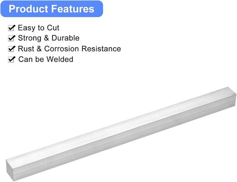 uxcell Square Aluminum Flat Bar, 3/4" Thickness 3/4" Width 12" Length Square Aluminum Bar 6061 Aluminum Flat Plate, 19 x 19 x 305mm T6511 Solid New Mill Stock in Saudi Arabia