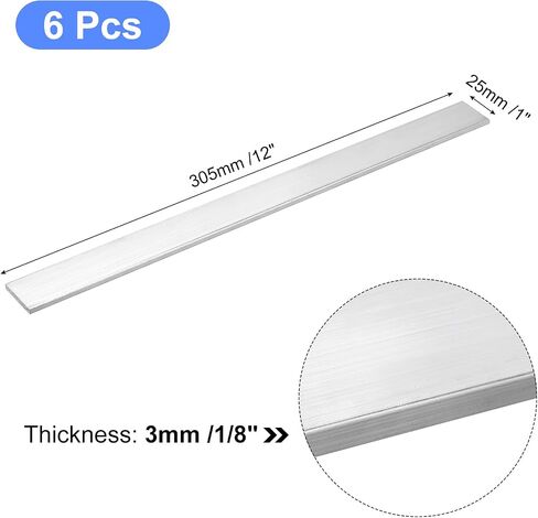 uxcell Square Aluminum Flat Bar, 6pcs 1/8" Thickness 1" Width 12" Length Square Aluminum Bar 6061 Aluminum Flat Plate, 3 x 25 x 305mm T6511 Solid New Mill Stock in Saudi Arabia