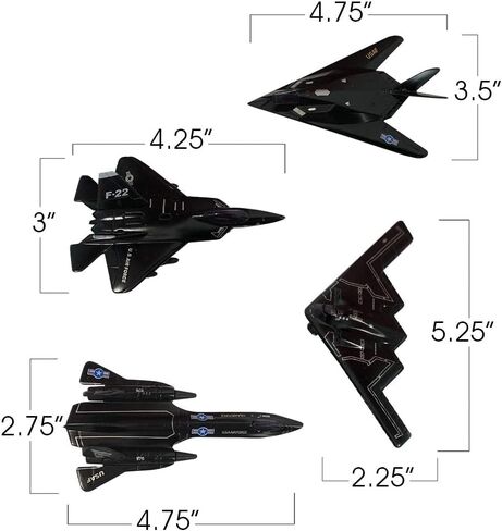 نماذج قاذفة قنابل خفية من Zugar Land مصبوبة (4.25 بوصة - 5.25 بوصة) SR-71 Blackbird، F-22 Raptor، F-117 Nighthawk، B2 Bomber (4 عبوات) in Saudi Arabia