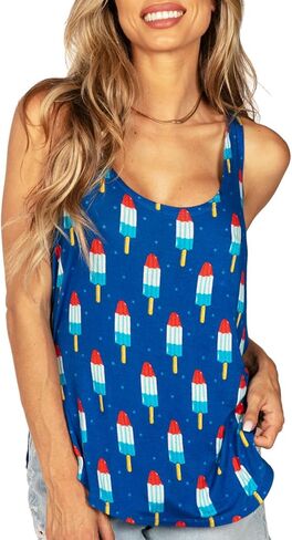 قمصان بدون أكمام للسيدات من Tipsy Elves مقاس 4 يوليو، قميص لطيف بعلم أمريكي وطني بدون أكمام، ملابس الرابع من يوليو in Saudi Arabia