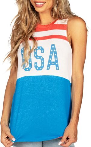 قمصان بدون أكمام للسيدات من Tipsy Elves مقاس 4 يوليو، قميص لطيف بعلم أمريكي وطني بدون أكمام، ملابس الرابع من يوليو in Saudi Arabia