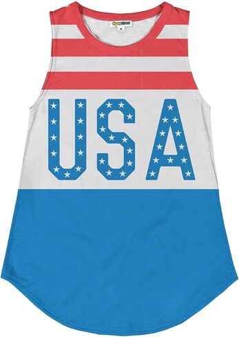 قمصان بدون أكمام للسيدات من Tipsy Elves مقاس 4 يوليو، قميص لطيف بعلم أمريكي وطني بدون أكمام، ملابس الرابع من يوليو in Saudi Arabia