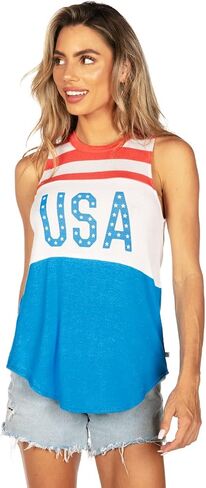 قمصان بدون أكمام للسيدات من Tipsy Elves مقاس 4 يوليو، قميص لطيف بعلم أمريكي وطني بدون أكمام، ملابس الرابع من يوليو in Saudi Arabia