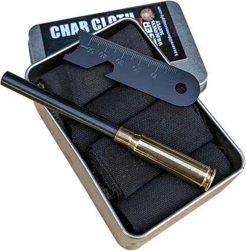 Charcloth Char القماش يدوية الصنع في الولايات المتحدة الأمريكية طقم مشعل نار فيرو رود المهاجم ل Bushcraft التخييم بقاء الصيد في الهواء الطلق in Saudi Arabia