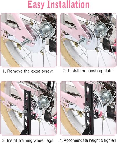 عجلات تدريب الدراجة Zacro عجلات فلاش كتم الصوت مع مسمار تمديدات محور الدراجة قابل للتعديل، عجلات تدريب لدراجة الأطفال 12 14 16 18 20 بوصة، عجلات تدريب عالمية للأطفال الصغار مع جرس in Kuwait