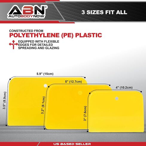 ABN Automotive Body Filler Spreader - 3 Sizes - 9pc Reusable Plastic Puddy Scraper Set for Fillers, Putties, and Paint in Saudi Arabia