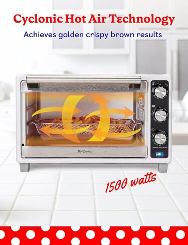 Betty Crocker Air Fryer Convection Toaster Oven, Multifunction 6-Slice Toaster and Air Fryer Oven, 0.8 Cu. Ft. 6 Slice Capacity AirFryer Toaster Oven Combo, 7 Function Convection Oven,Silver in Saudi Arabia