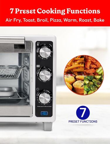 Betty Crocker Air Fryer Convection Toaster Oven, Multifunction 6-Slice Toaster and Air Fryer Oven, 0.8 Cu. Ft. 6 Slice Capacity AirFryer Toaster Oven Combo, 7 Function Convection Oven,Silver in Saudi Arabia