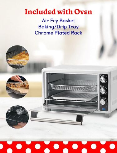 Betty Crocker Air Fryer Convection Toaster Oven, Multifunction 6-Slice Toaster and Air Fryer Oven, 0.8 Cu. Ft. 6 Slice Capacity AirFryer Toaster Oven Combo, 7 Function Convection Oven,Silver in Saudi Arabia