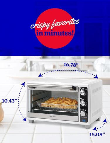 Betty Crocker Air Fryer Convection Toaster Oven, Multifunction 6-Slice Toaster and Air Fryer Oven, 0.8 Cu. Ft. 6 Slice Capacity AirFryer Toaster Oven Combo, 7 Function Convection Oven,Silver in Saudi Arabia
