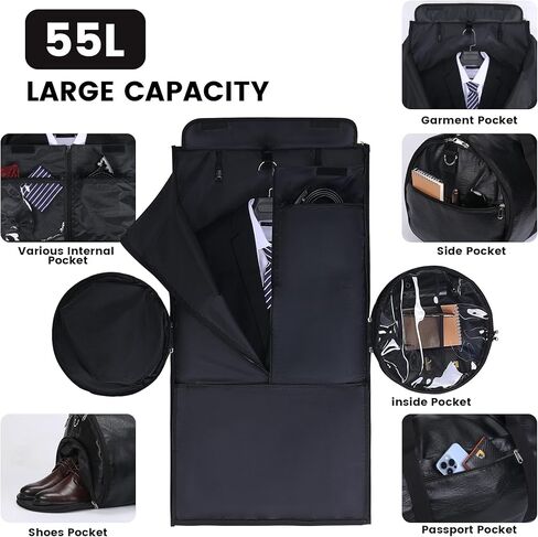 HDKJDPG حقيبة ملابس سفر نصف يوم للسفر. حقيبة ملابس قابلة للطي من Travelher. حقيبة ملابس قابلة للطي للسفر مع حزام الكتف وحقيبة غسيل مقصورة الأحذية in Kuwait