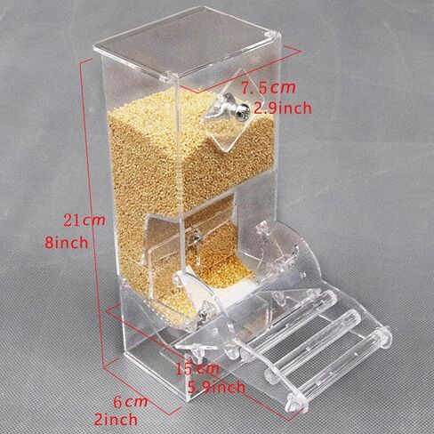 Automatic Bird Seed Feeder with Perch, Acrylic Transparent Parrot Foraging Feeders Cage Accessories for Small and Medium Parrots Parakeets Cockatiels Lovebirds in Saudi Arabia