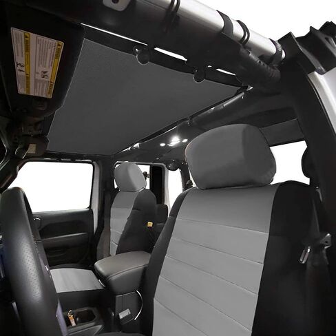 Shadeidea JT Sun Shade Top Sunshade متوافق مع Jeep Gladiator Top Shade Mesh غطاء سقف الشاشة (2018-2023) - مانع ضوضاء الرياح للأشعة فوق البنفسجية مع حقيبة GrabBag - ضمان 10 سنوات - أسود - أمامي + خلفي (قطعتان) in Kuwait