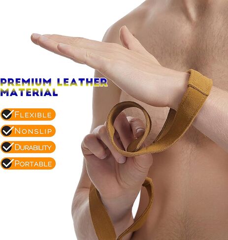 أحزمة معصم جلدية فاخرة لرفع الأثقال من HiRui لرفع الأثقال وكمال الأجسام ورفع الأثقال وتدريبات القوة - تقلل من الانزلاق أقصى دعم لقبضة اليد للرجال والنساء، قطعتان in Kuwait