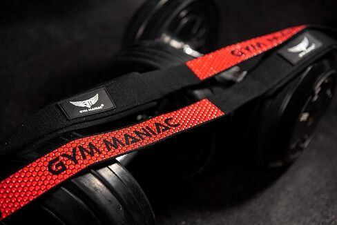 Gym Maniac - أحزمة معصم مبطنة لرفع الأثقال - قبضة عالية، أغطية جل السيليكا - ملحقات الصالة الرياضية للرجال والنساء - مقابض التمرين ومعدات الرفع - للسحب والرفع الميت والحديد والمزيد in Kuwait