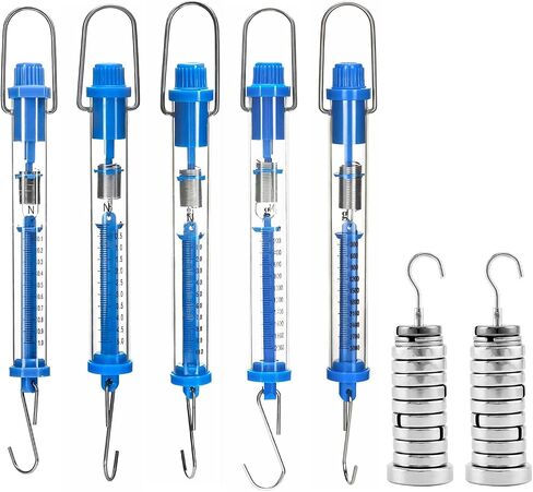 QWORK 2 Pcs 250G Slotted Weight Set, 13 Weights with Hanger + 5 Pcs Plastic Tubular Spring Scale - 1N, 5N, 10N, 20N, 30N Capacity, Grams & Newton Calibration in Saudi Arabia