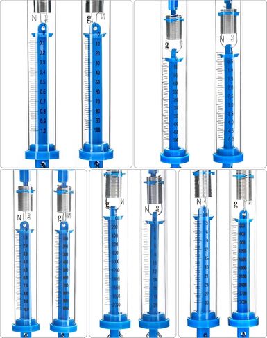 QWORK 2 Pcs 250G Slotted Weight Set, 13 Weights with Hanger + 5 Pcs Plastic Tubular Spring Scale - 1N, 5N, 10N, 20N, 30N Capacity, Grams & Newton Calibration in Saudi Arabia