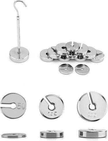 QWORK 2 Pcs 250G Slotted Weight Set, 13 Weights with Hanger + 5 Pcs Plastic Tubular Spring Scale - 1N, 5N, 10N, 20N, 30N Capacity, Grams & Newton Calibration in Saudi Arabia
