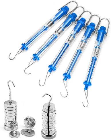 QWORK 2 Pcs 250G Slotted Weight Set, 13 Weights with Hanger + 5 Pcs Plastic Tubular Spring Scale - 1N, 5N, 10N, 20N, 30N Capacity, Grams & Newton Calibration in Saudi Arabia